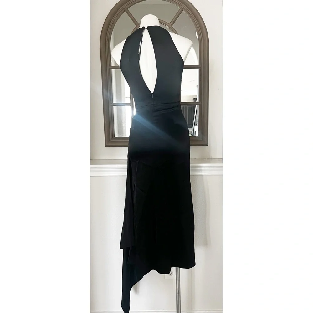 David Koma Crystal Embellished Asymmetric Satin Scarf Dress, Size US 2, UK 6 NEW